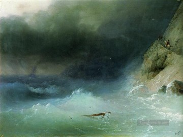  turm - Ivan Aiwasowski der Sturm in der Nähe von Felsen Seestücke